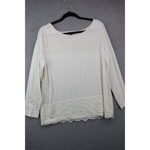 Talbots Woman Long Sleeve Ivory Tunic-Lace-Size 1X